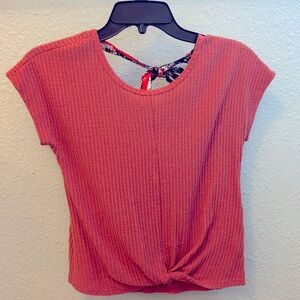 Pink Shirt with Flower Tie in Back Girls M